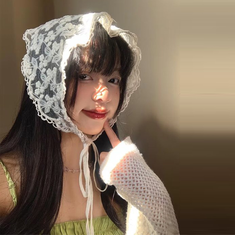 흰색 짠 꽃 레이스 헤어 스카프 랩 여성 레트로 삼각형 - Photography Triangle 리뷰 및 가격