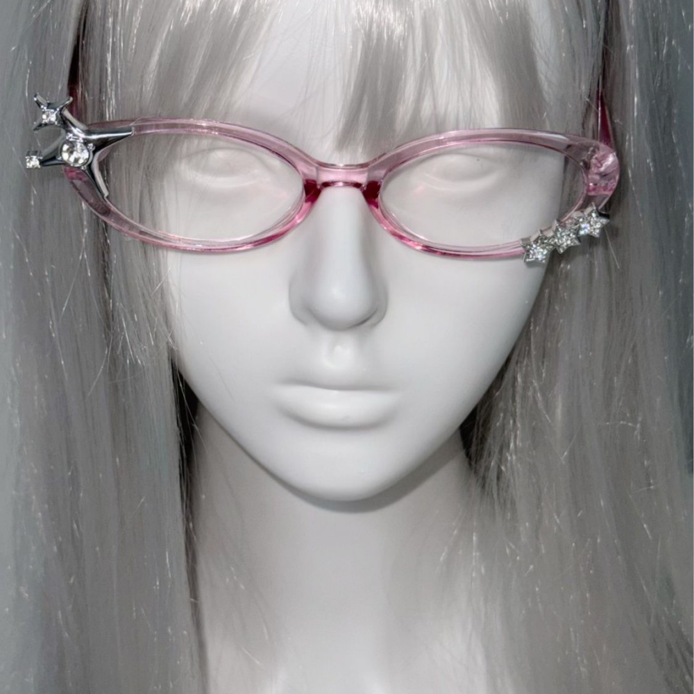 Y2K 스타 라인스톤 캣아이 장식 안경 고딕풍 스윗 코 - Photography Fashion 리뷰 및 가격