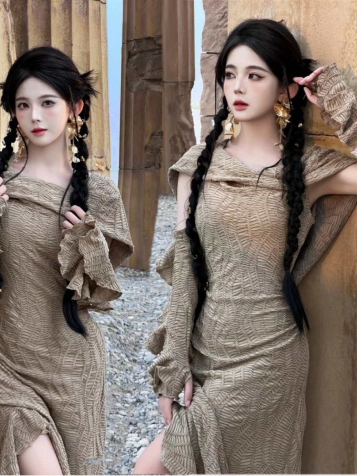 사막 테마의 긴 드레스, 여성 패션, 민족 스타일, 여 - Photography Fashion 리뷰 및 가격