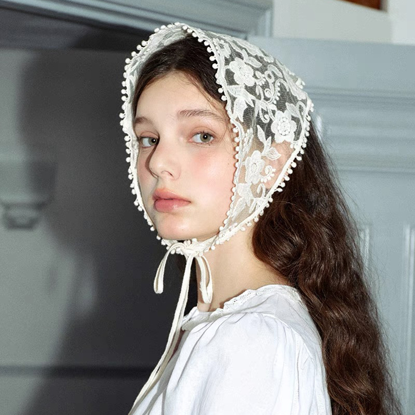 흰색 짠 꽃 레이스 헤어 스카프 랩 여성 레트로 삼각형 - Photography Triangle 리뷰 및 가격