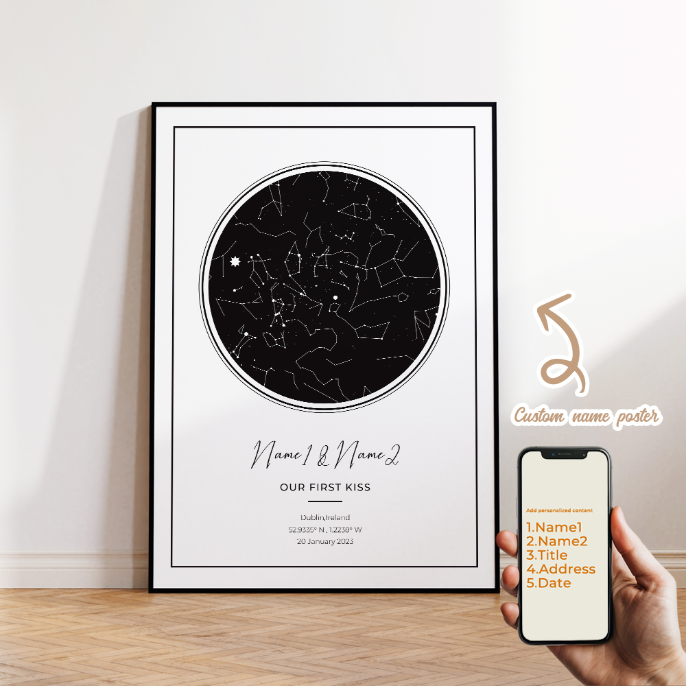 현대적인 맞춤형 개인화된 밤하늘 별 지도 벽 예술 캔버 - Photography Interior 리뷰 및 가격